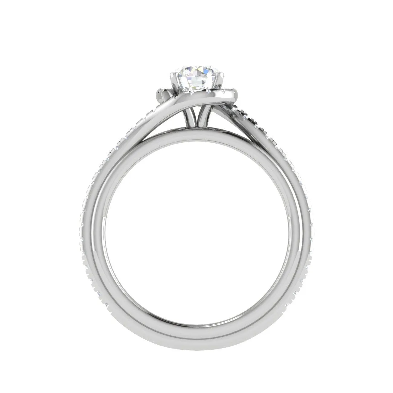 0.30 cts Solitaire Platinum Halo Diamond Shank Ring JL PT PR RD 176-A