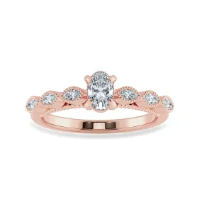 0.30cts. Oval Cut Solitaire with Marquise Cut Diamond Accents 18K Rose Gold Ring JL AU 2017R