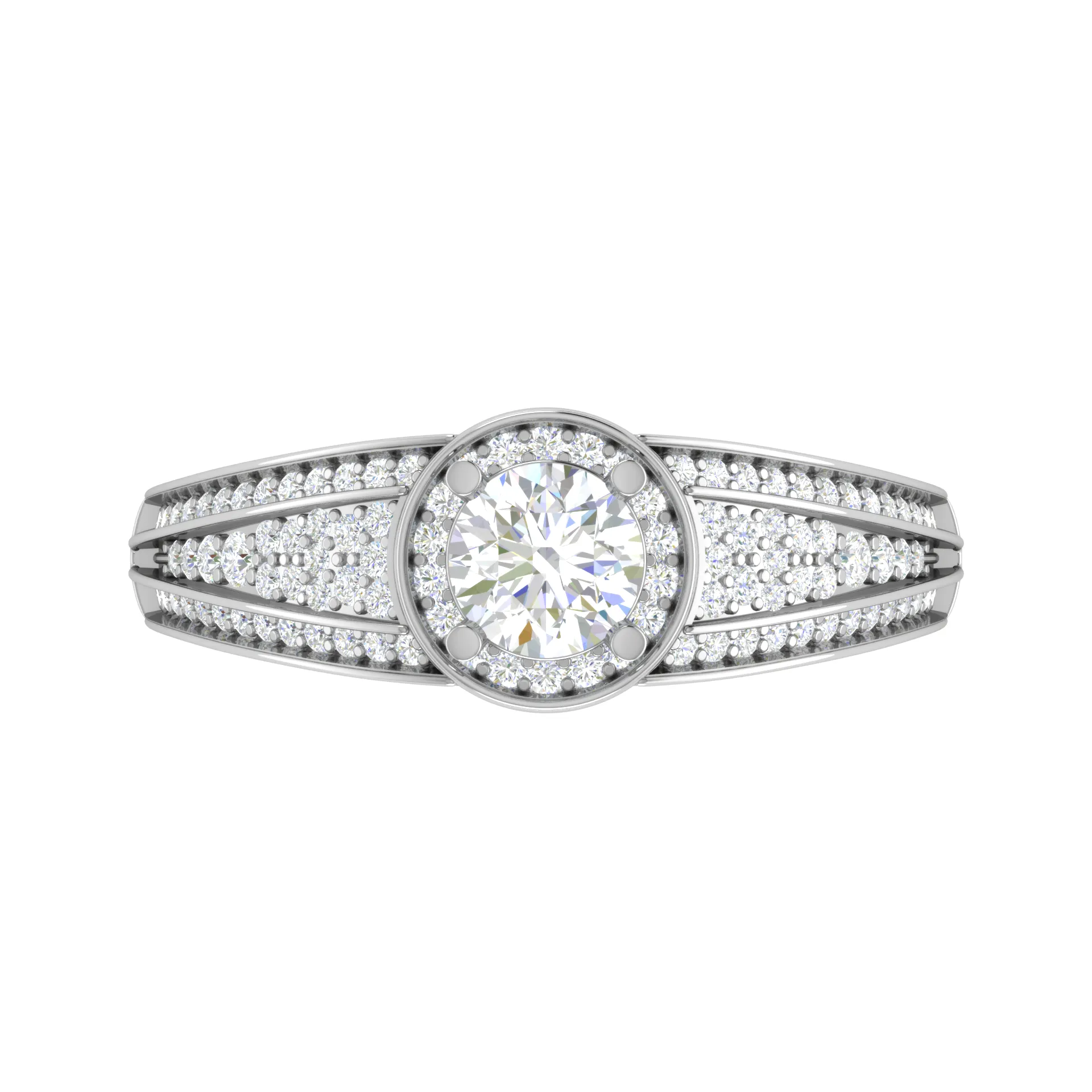 0.50 cts Halo Diamond Split Shank Solitaire Platinum Diamond Ring JL PT RH RD 197