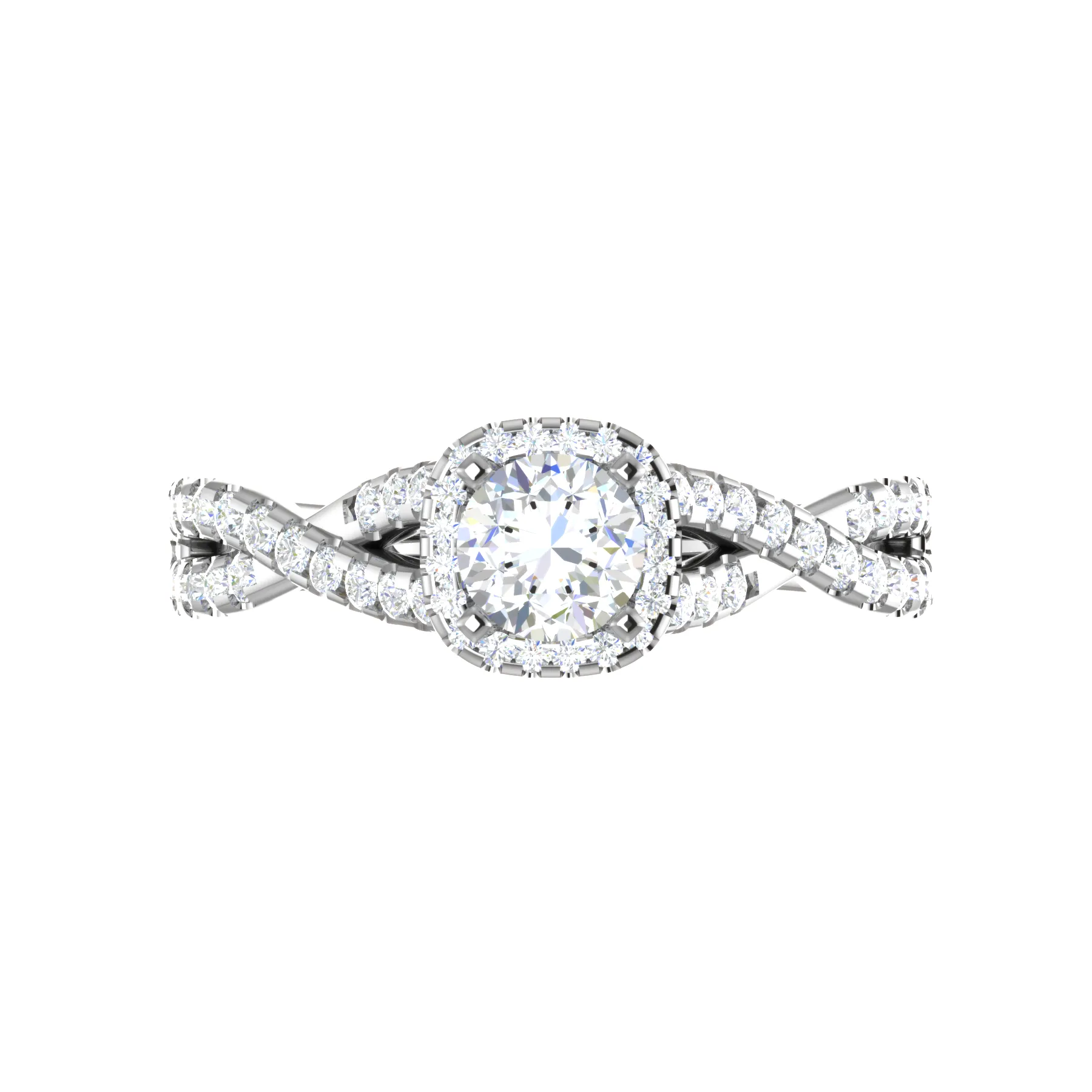 0.50 cts Solitaire Halo Diamond Twisted Shank Platinum Diamonds Ring JL PT RP RD 221