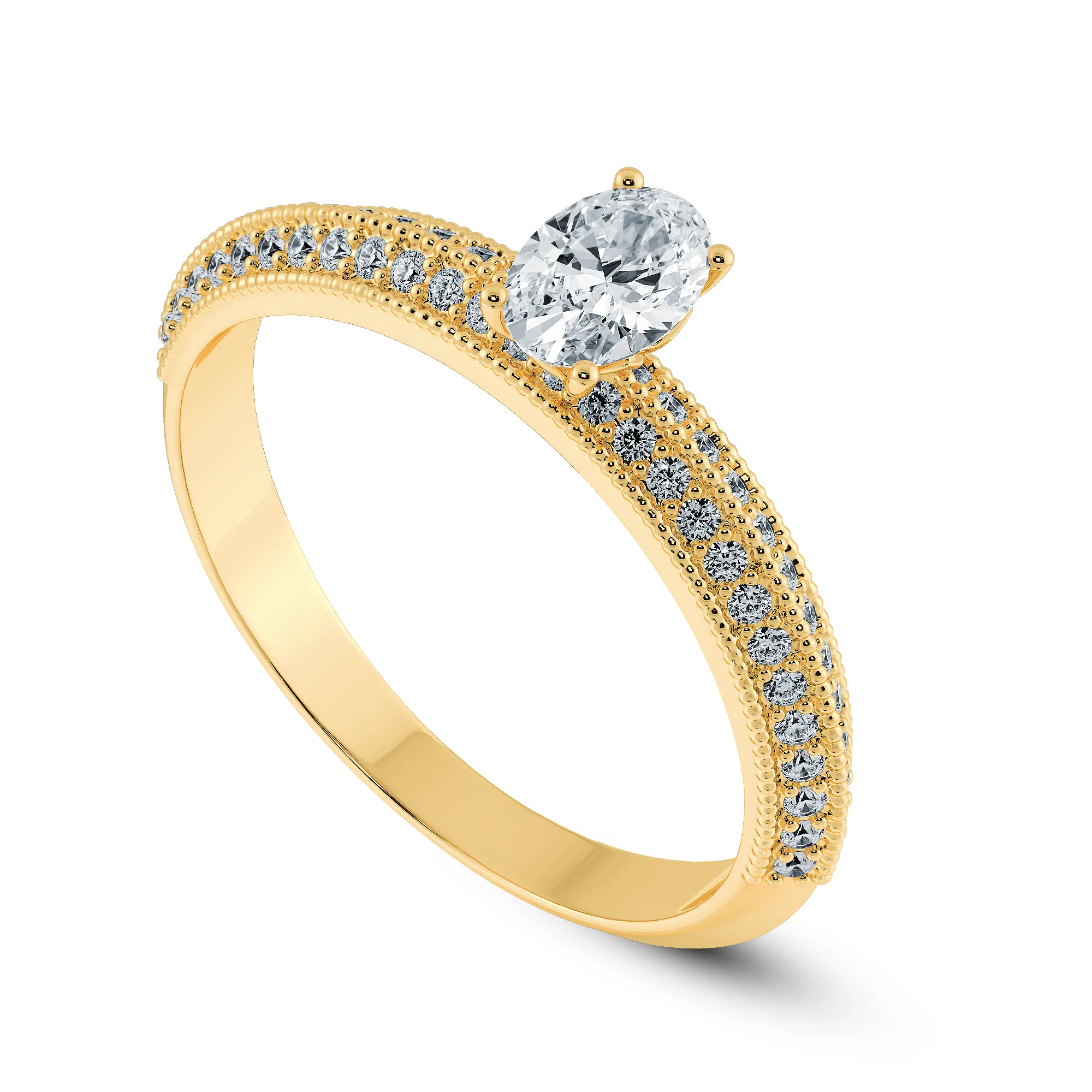 0.50cts. Oval Cut Solitaire Diamond Split Shank 18K Yellow Gold Ring JL AU 1190Y-A