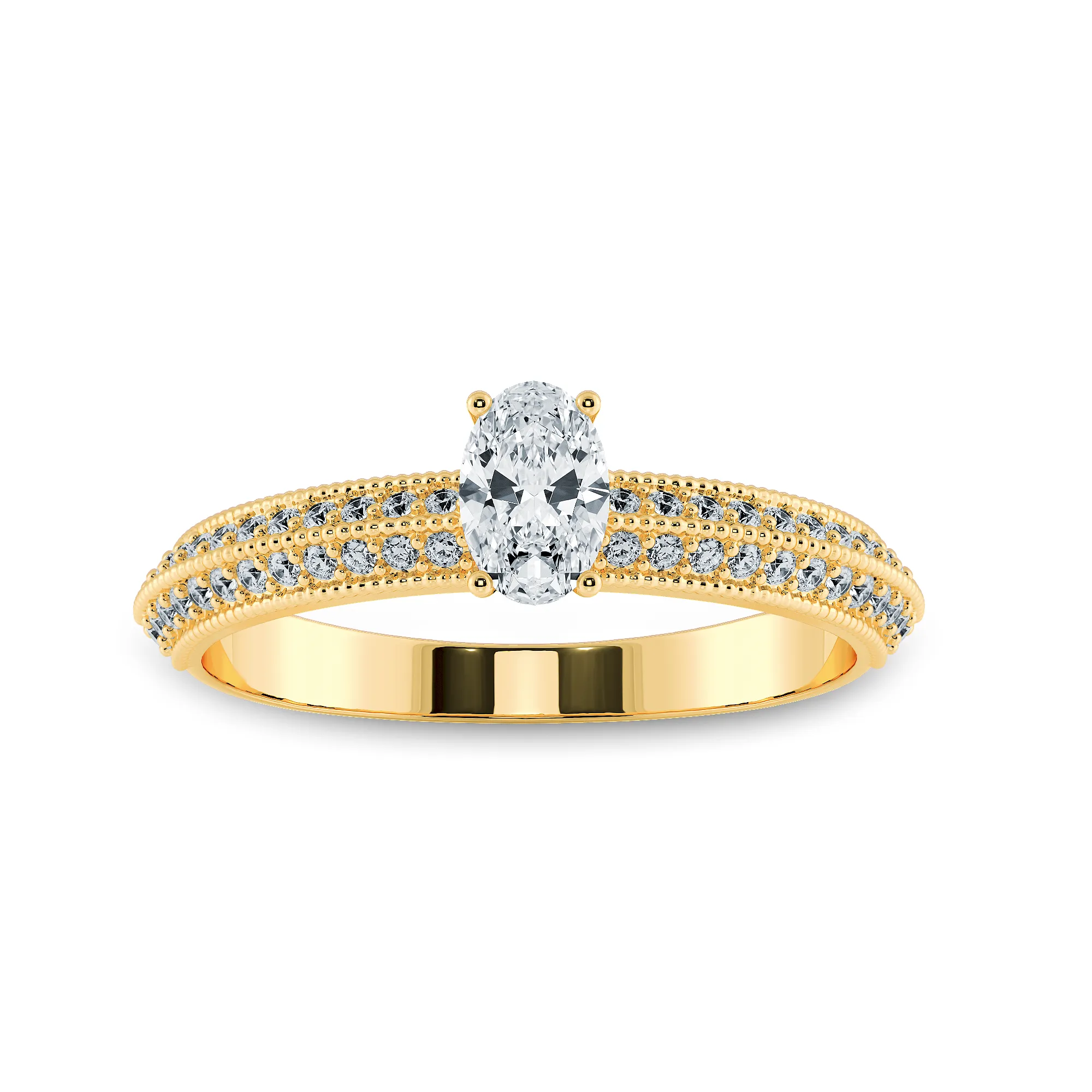 0.50cts. Oval Cut Solitaire Diamond Split Shank 18K Yellow Gold Ring JL AU 1190Y-A