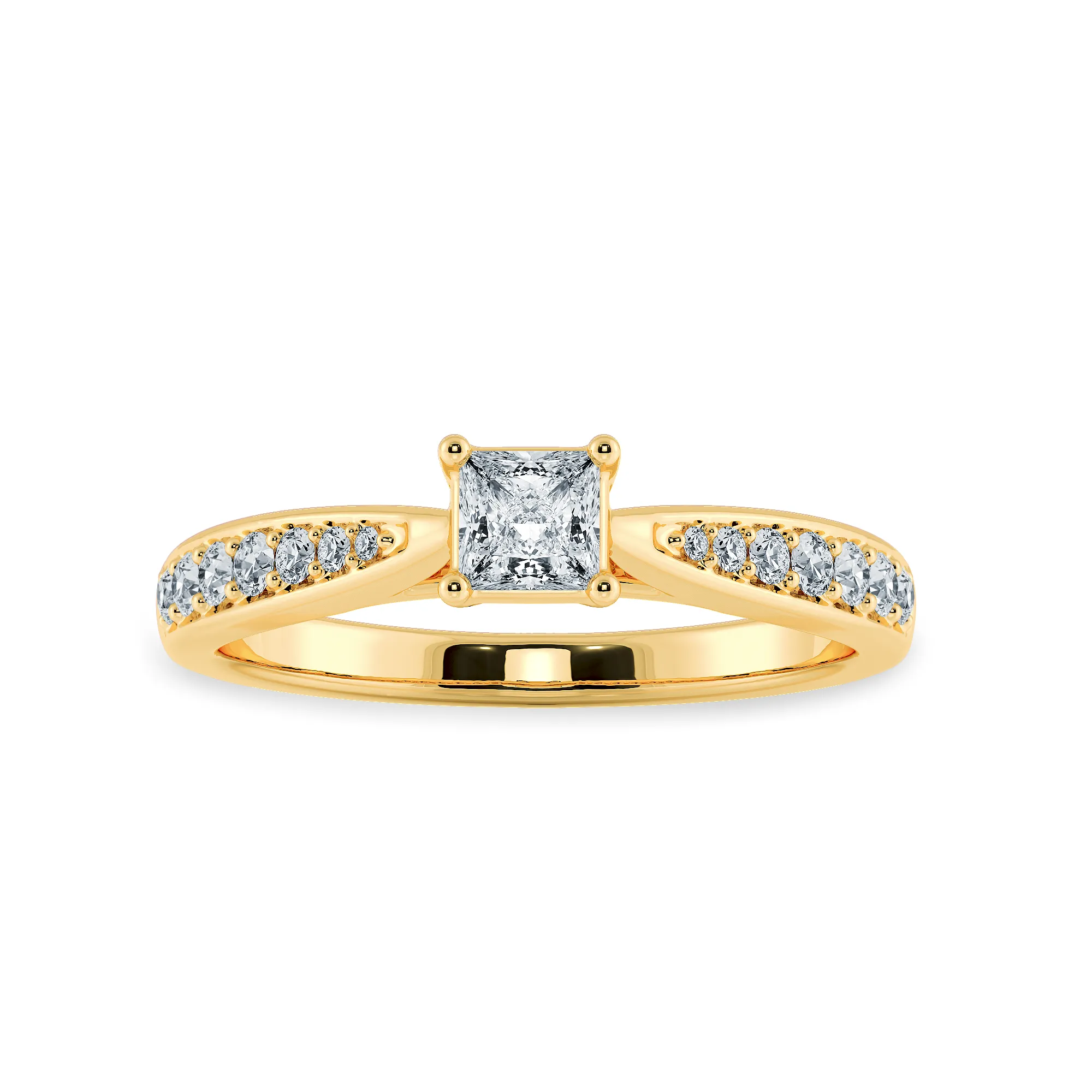 1-Carat Princess Cut Solitaire Diamond Shank 18K Yellow Gold Ring JL AU 1285Y-C