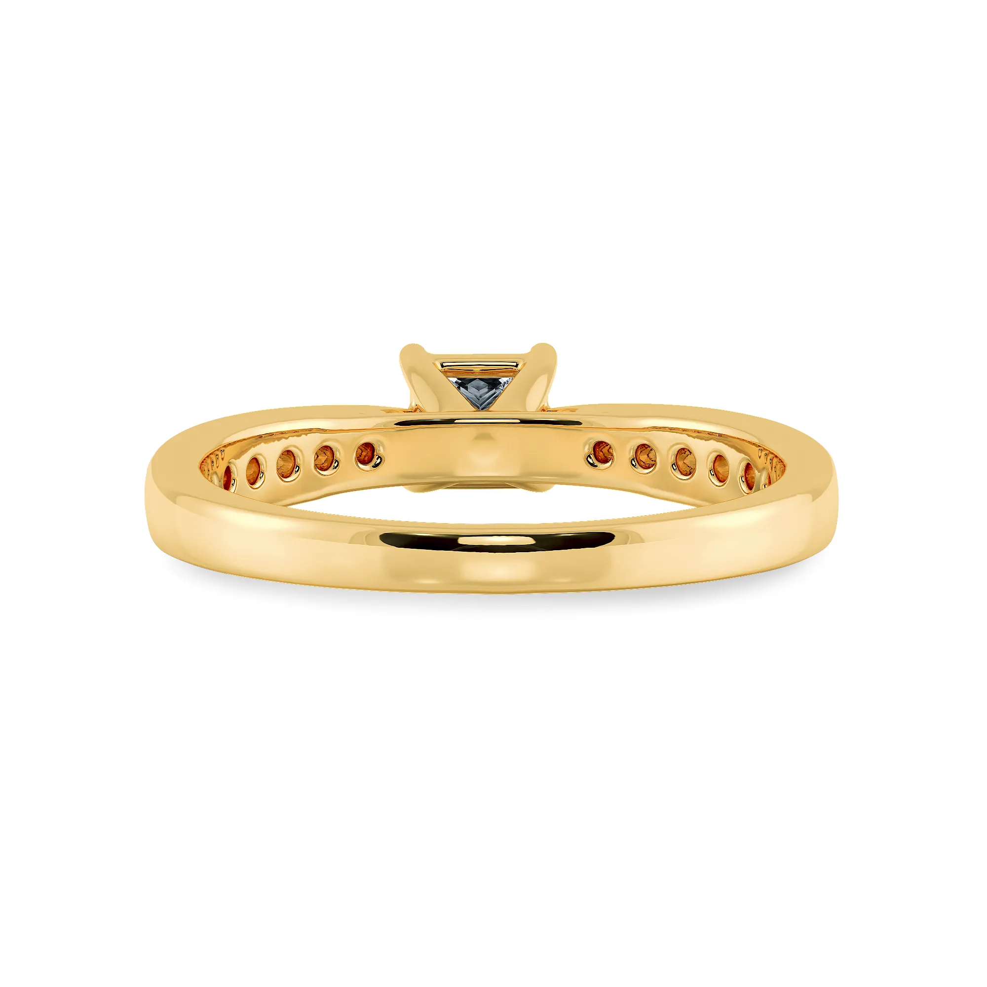 1-Carat Princess Cut Solitaire Diamond Shank 18K Yellow Gold Ring JL AU 1285Y-C