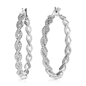 1/4 cttw Round Lab Grown Diamond Hoop Earrings for Her.925 Sterling Silver Prong Set