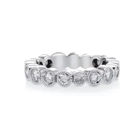 1.73 Cttw Round Grey Diamond Milgrain Bezel-Set 14K White Gold Band