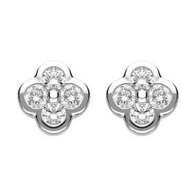18ct White Gold 0.25ct Diamond Flower Stud Earrings