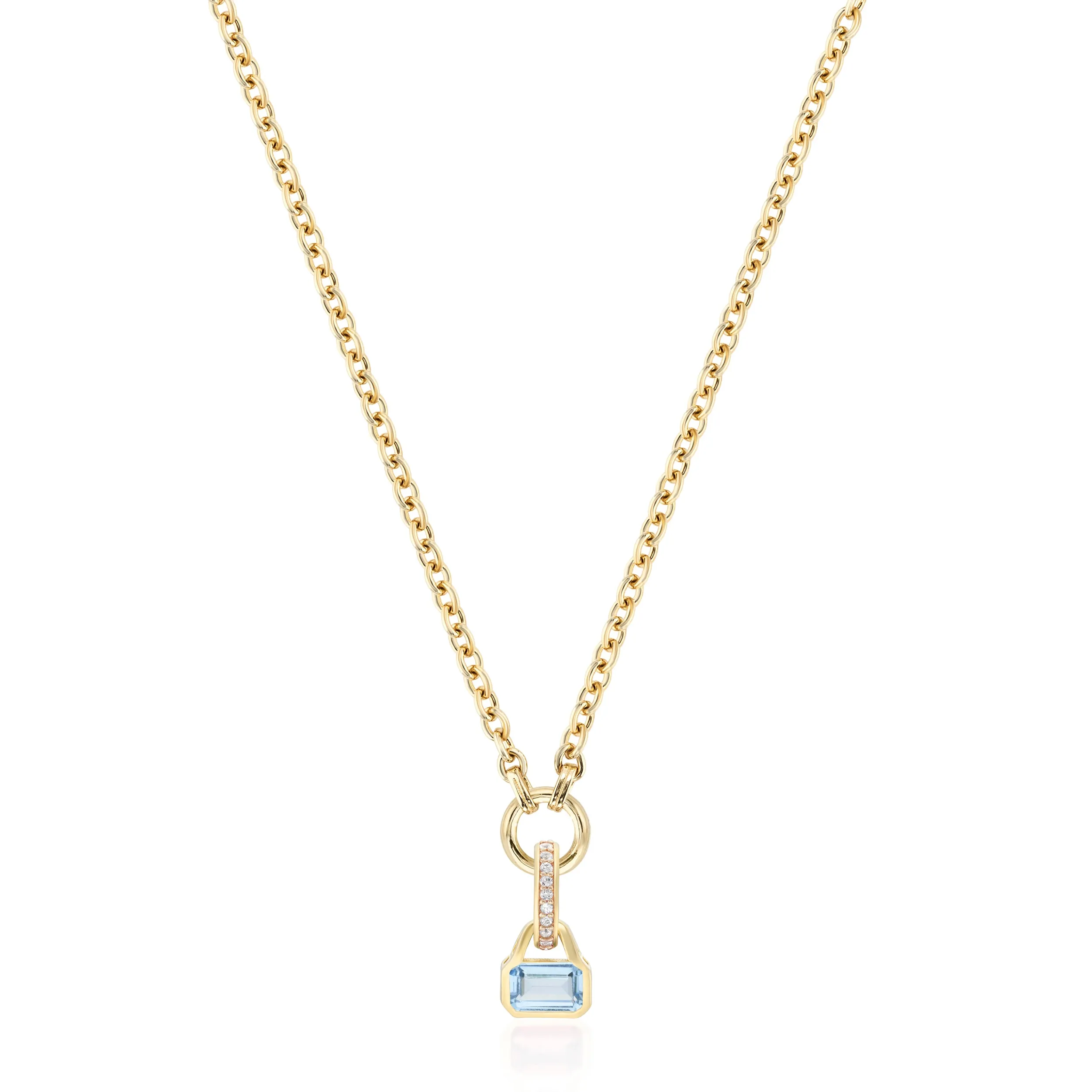 December: Swiss Blue Topaz Charm on Carrier Chain