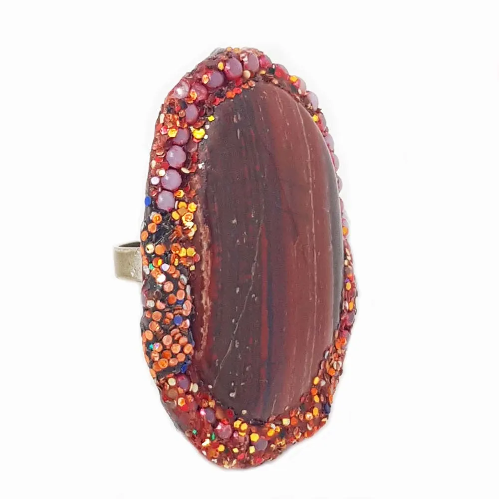 LILAC AND BRONZE STONE COCKTAIL RING