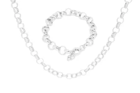 Link Silver Necklace and Bracelet Set