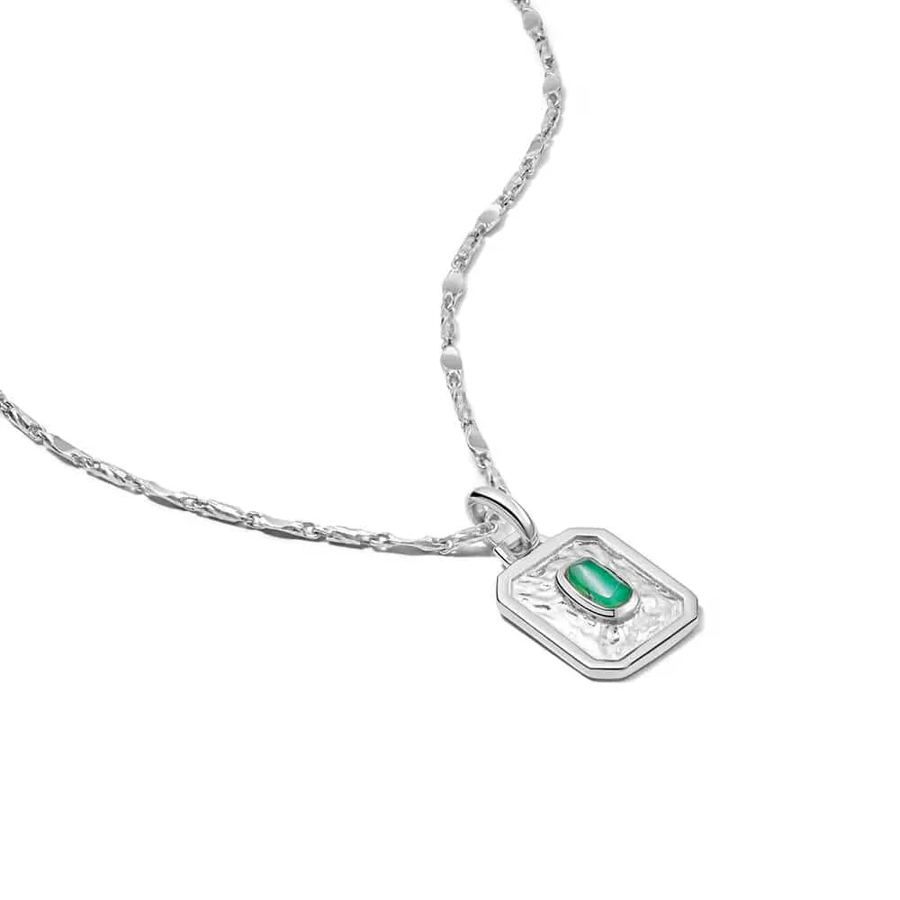 May Emerald Birthstone Necklace Sterling Silver