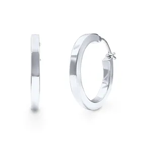 Square Edge Hoop Earrings in Sterling Silver