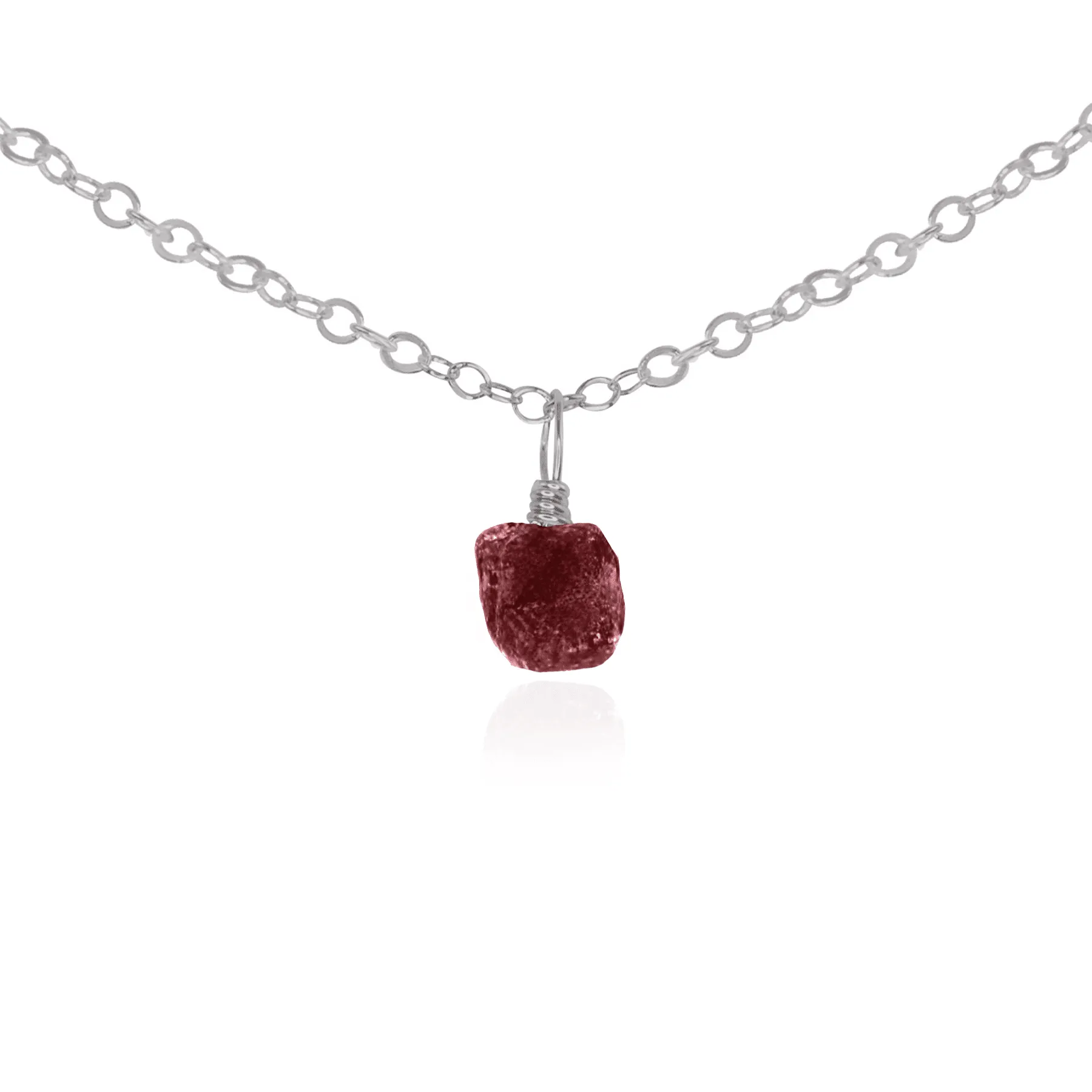 Tiny Rough Earth Red Ruby Gemstone Pendant Choker