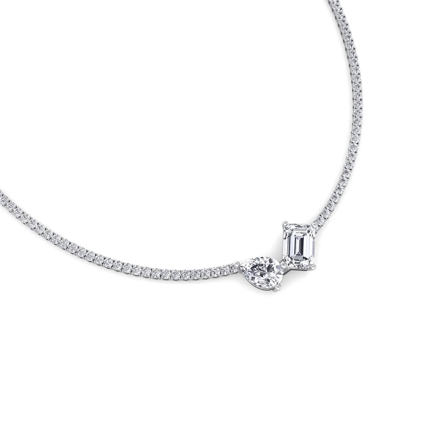 Toi Et Moi Natural Diamond Tennis Necklace